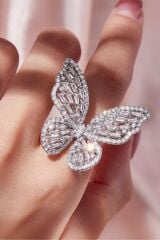 Zirkon Taşlı  Kelebek Yüzük AYARLANABİLİR