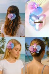 Yaz Renkleri Orkide Çiçeği Aloha Pens Toka (10cm)