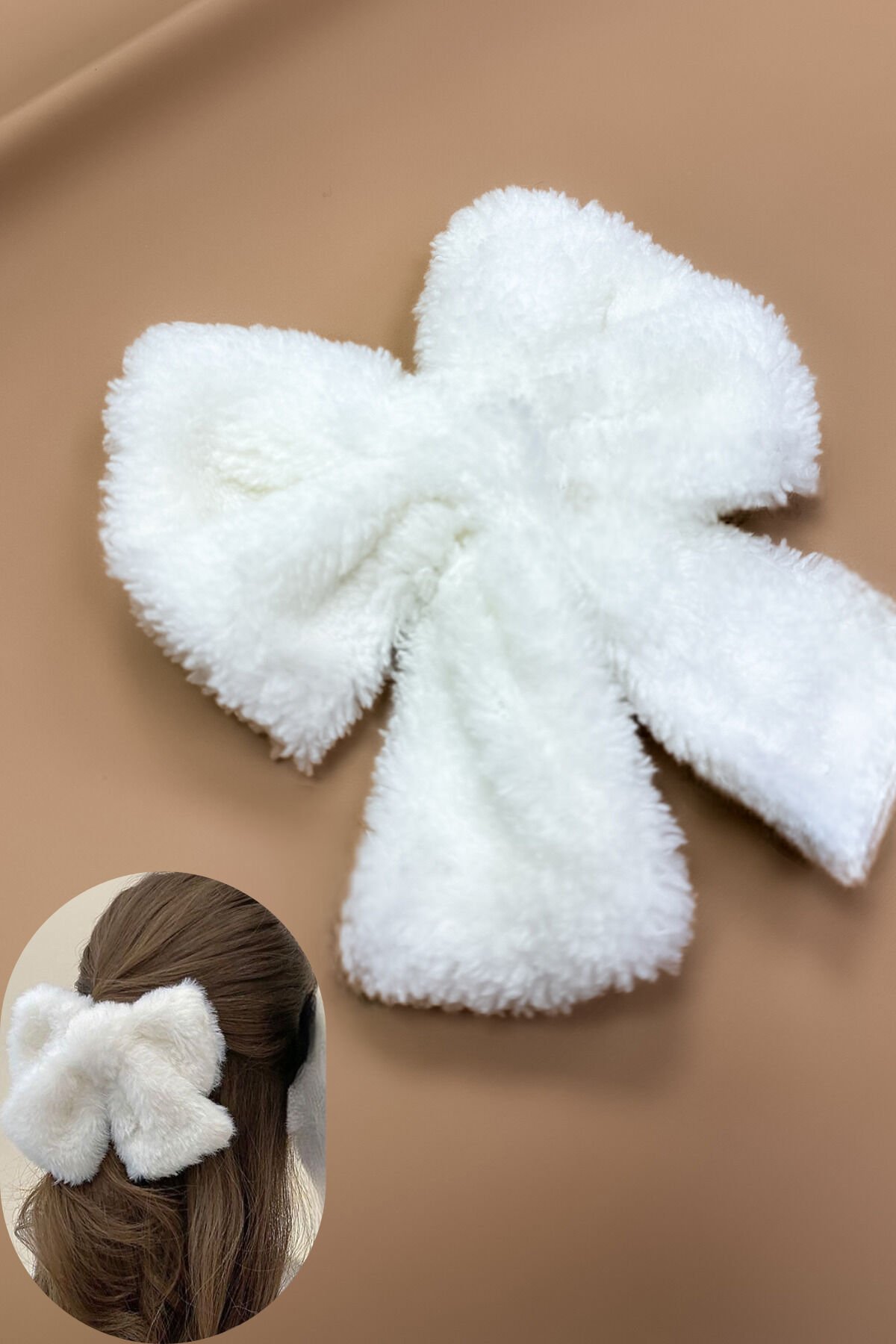 Kadın Peluş Fiyonk Otomat Toka