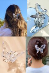 Kadın Kelebek Mandal Toka Seffaf