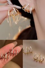 Kadın Küpe Gold Zirkon Taş