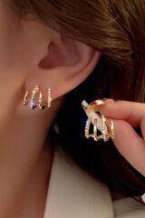 Kadın Küpe Gold Zirkon Taş