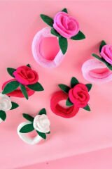 6 Adet Gül Lastik Toka