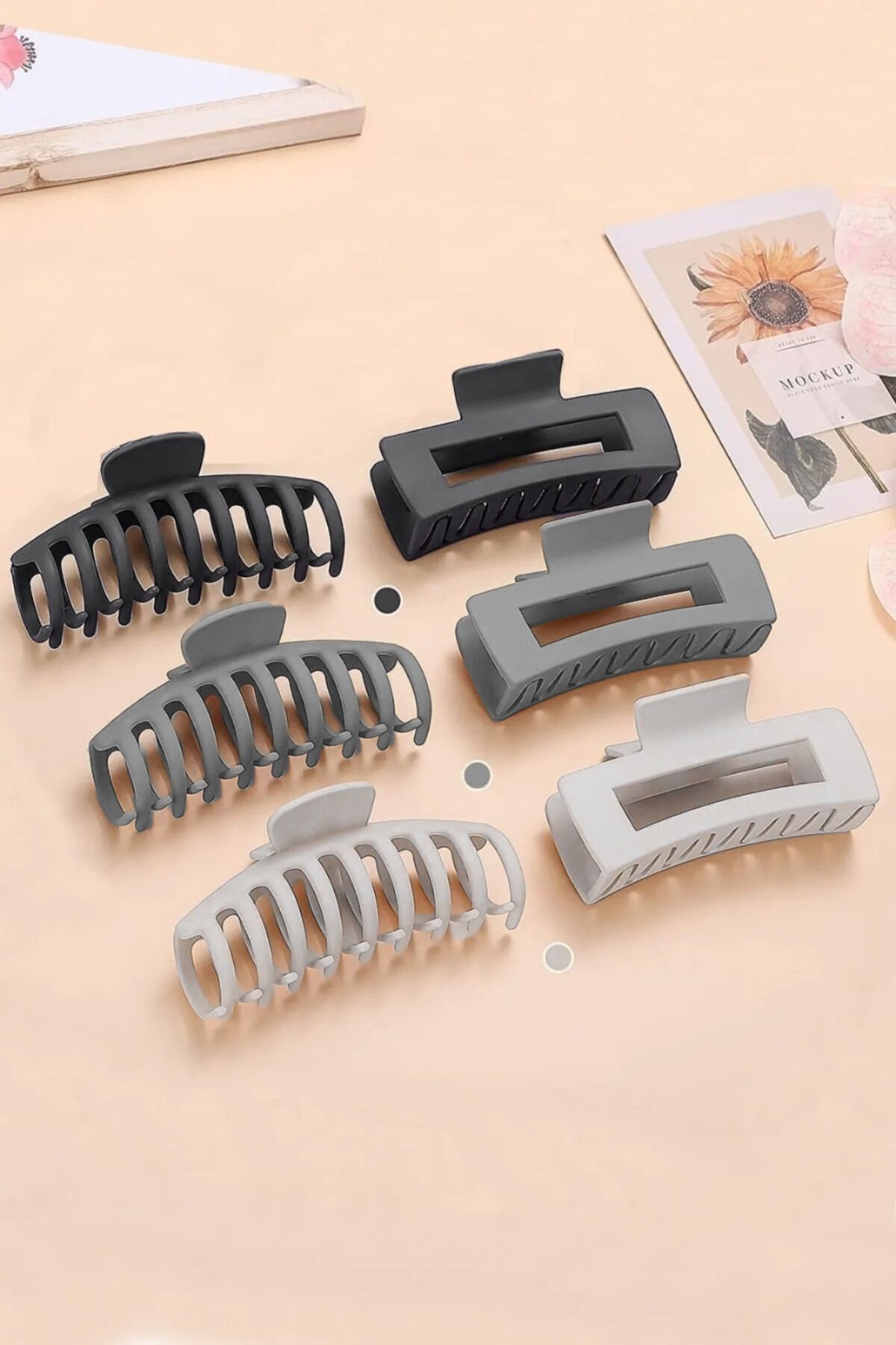 6 Adet XL Mandal Toka Seti Gri Tonlar