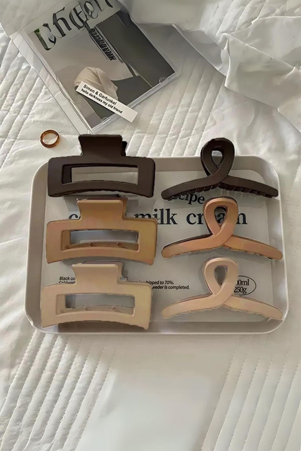 6 Adet Tırmık Toka Seti Kahve Karamel Krem