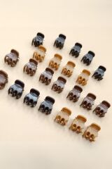 24 lü Mini Tırmık Toka seti Kahve Tonları