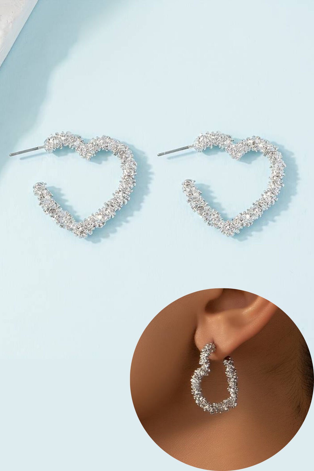 Kadın  Küpe Gümüş Stardust Heart