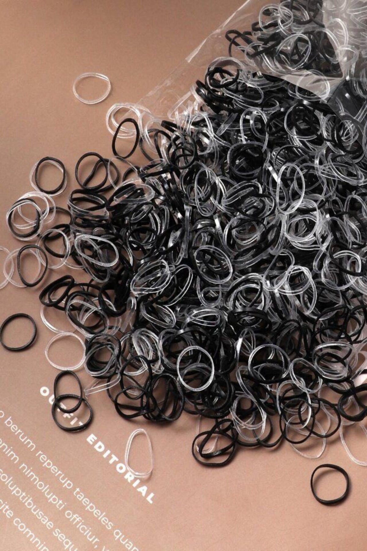 500 Adet Siyah/Şefaf Karma Saç Örgü Lastiği