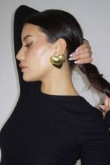 KADIN TRENT BİG HEART GOLD KÜPE 4 CM