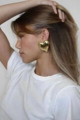 KADIN TRENT BİG HEART GOLD KÜPE 4 CM