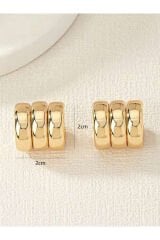 Kadın  3 Sıra Çelik Gümüş Bombeli Küpe