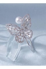 Zirkon Taşlı Kelebek Dekor Cuff Bileklik