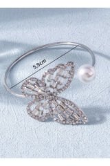 Zirkon Taşlı Kelebek Dekor Cuff Bileklik