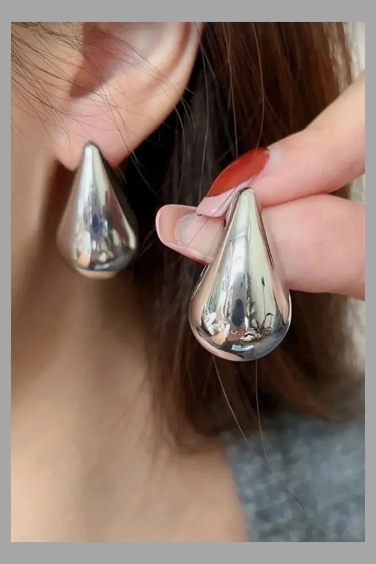 Kadın Küpe Gümüş  Gözyaşı Damla Model küpe