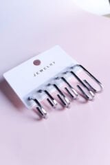 Gümüş Ton 6'lı  Küpe Seti Dekoratif