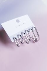 Gümüş Ton 6'lı  Küpe Seti Dekoratif