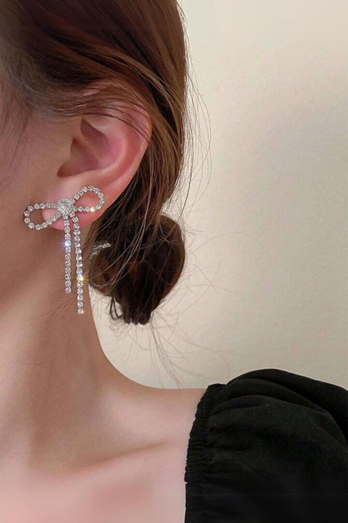 Zirkon Taşlı Fiyonk Küpe Gümüş Renk Küpe