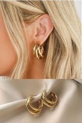 Kadın Küpe Üçlü Halka Görünüm