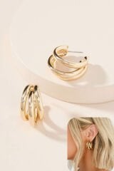 Kadın Küpe Üçlü Halka Görünüm