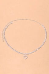 Kadın Zirkon Taşlı Su Yolu Rhinestone Kalp Kolye