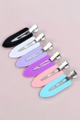 Kadın 6 Adet Renkli Iz Yapmayan Saç Makyaj Cilt Bakımı Klips Toka Seti