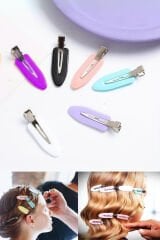 Kadın 6 Adet Renkli Iz Yapmayan Saç Makyaj Cilt Bakımı Klips Toka Seti