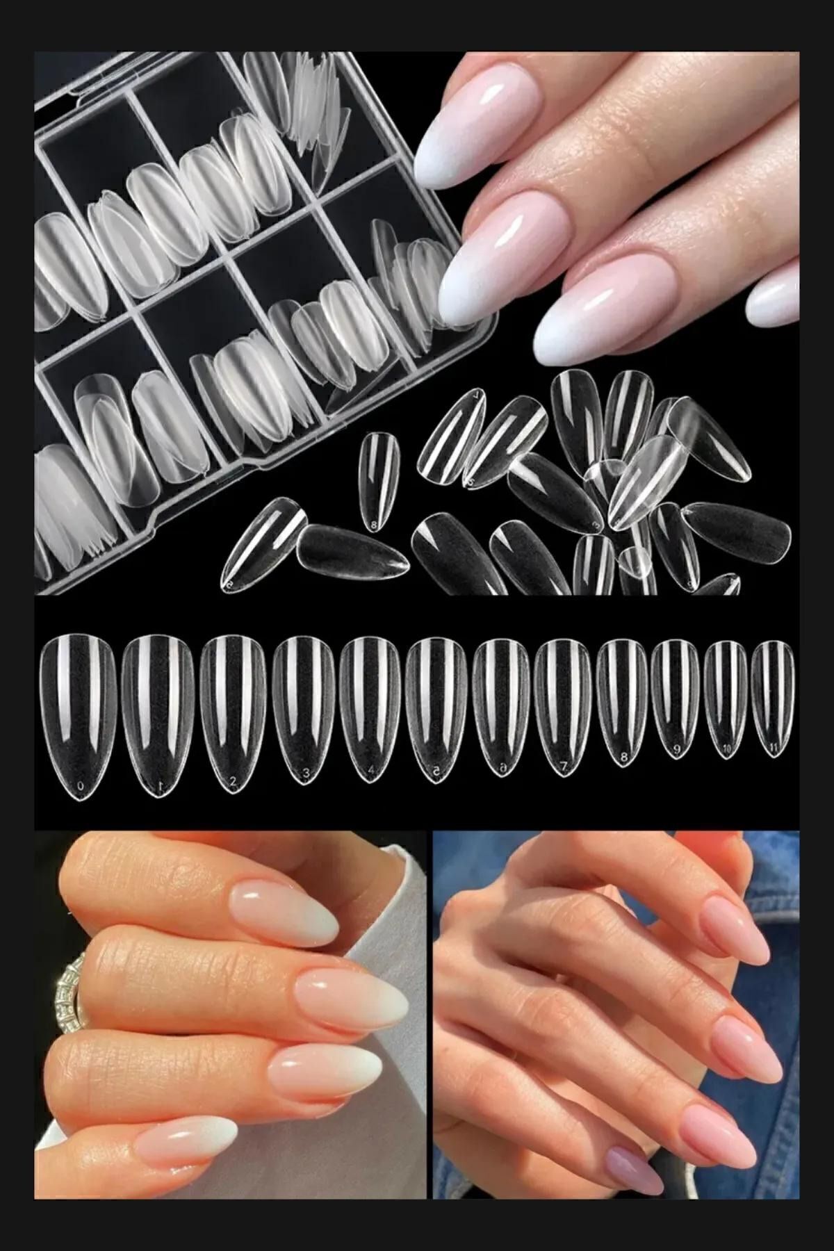 100’lü Yeni Nesil Jel Destekli Badem Tırnak Seti