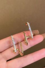 Kadın Trent Gold Zirkon Taşlı Küpe