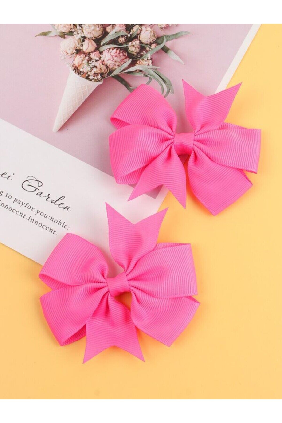 Çocuk Genç Grogren Saten Fiyonk Toka Pens 2 'li