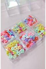 Saç Süsü 120 adet pastel ve neon renkler yıldız kalp kelebek