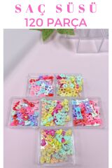 Saç Süsü 120 adet pastel ve neon renkler yıldız kalp kelebek