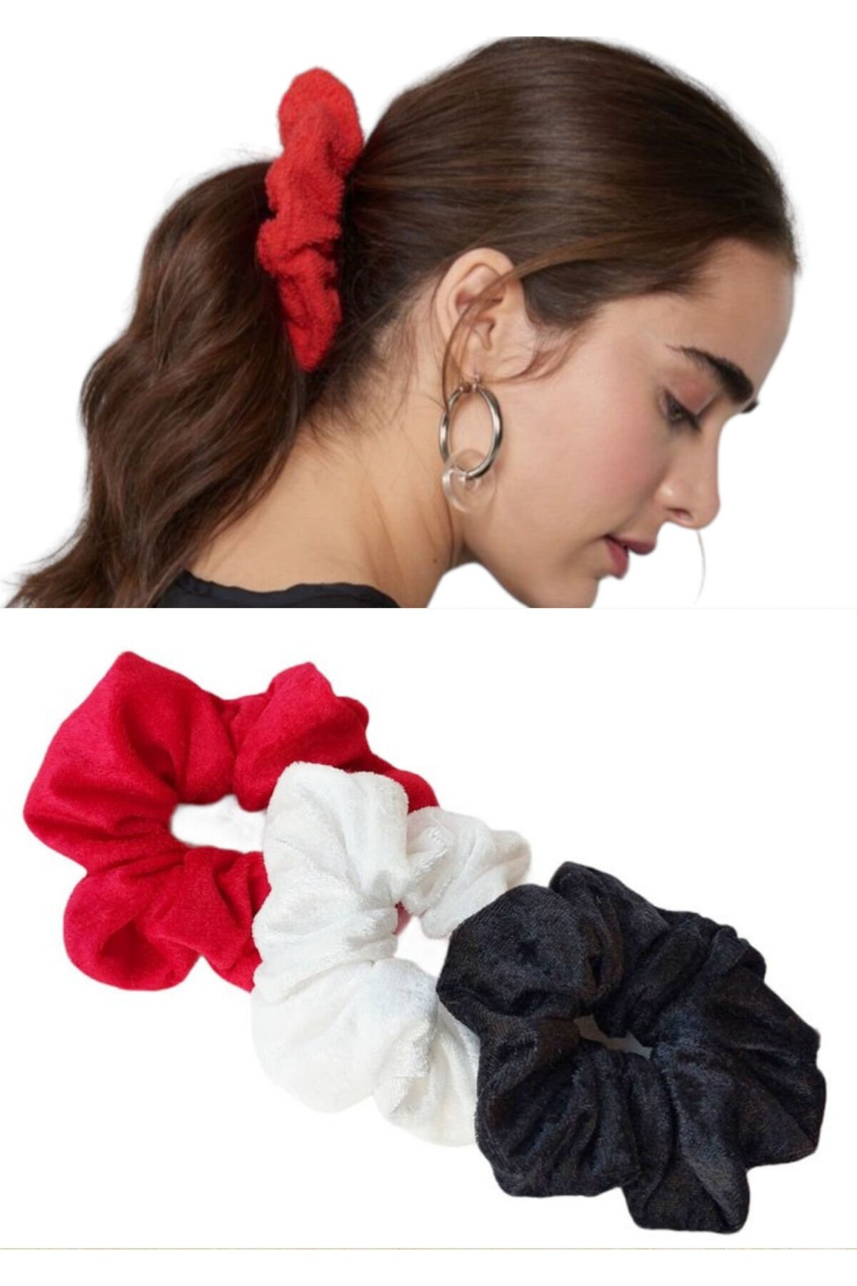 Kadın Peluş Kadifemsi 3'lü Simit toka