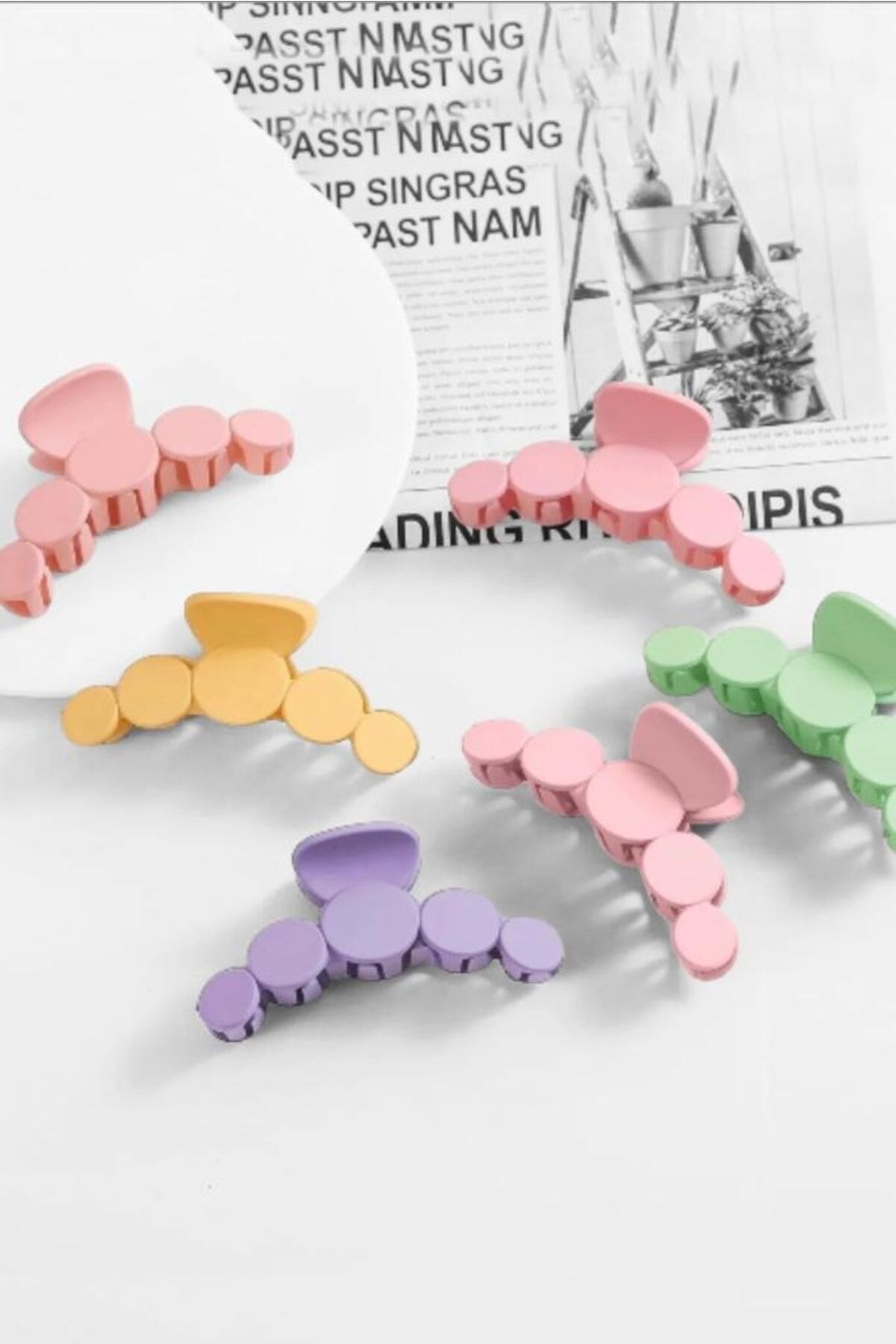 Kadın 6'lı Mandal Tırmık Toka Pastel Renkler