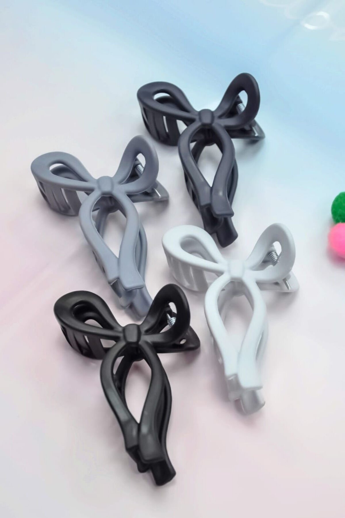 4'Lü Gri Tonlar Fiyonk Model Mandal Toka (11 CM)