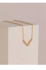 V  Zirkon Tasarım Gold  Kolye KARARMA YAPMAZ