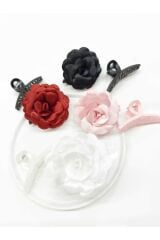 Beyaz Gül Mandal Toka Çift Taraflı