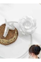 Beyaz Gül Mandal Toka Çift Taraflı