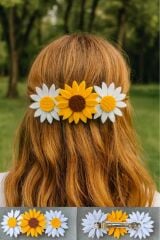 Neşeli Papatya Otomat Pens Toka (12CM)