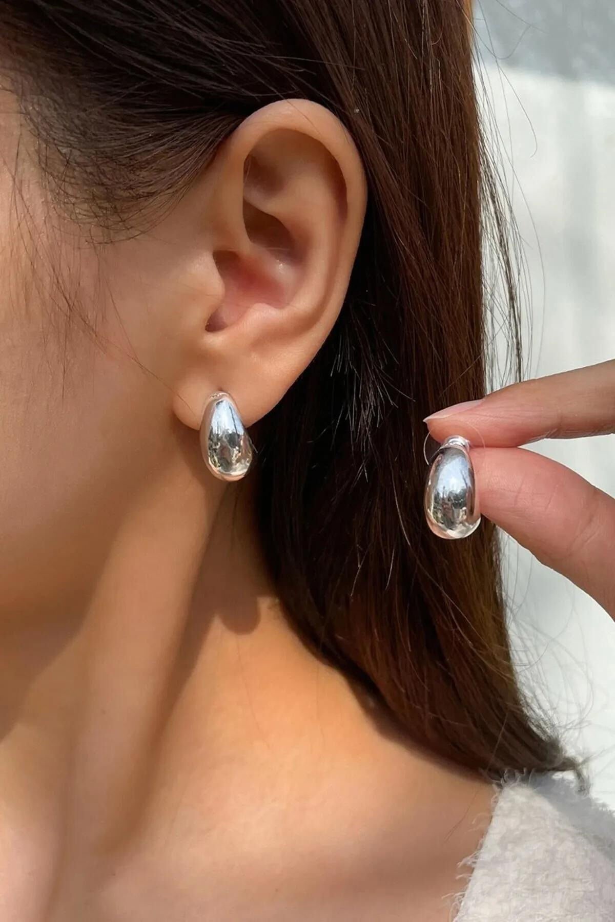 Damla Küpe Gümüş Ton