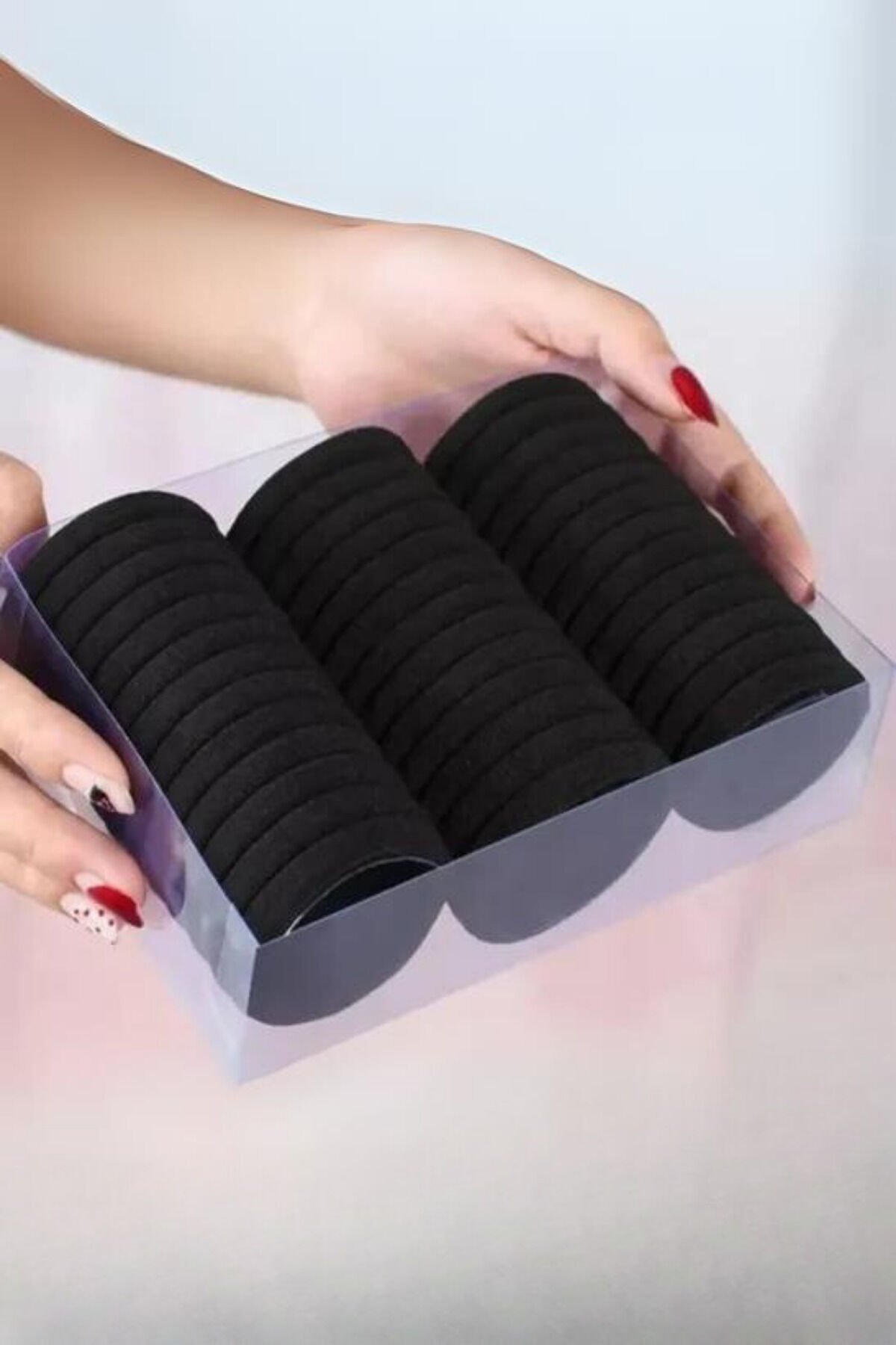 Kadın Siyah Lastik Toka 50li