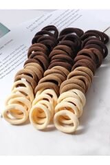 Kadın Kahve Lastik Toka Seti 50li