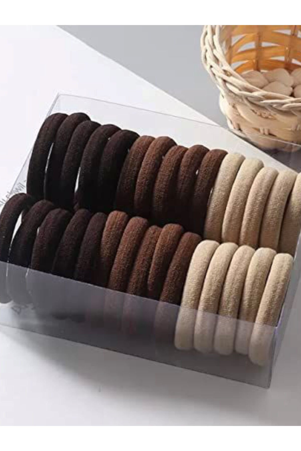 Kadın Kahve Lastik Toka Seti 50li