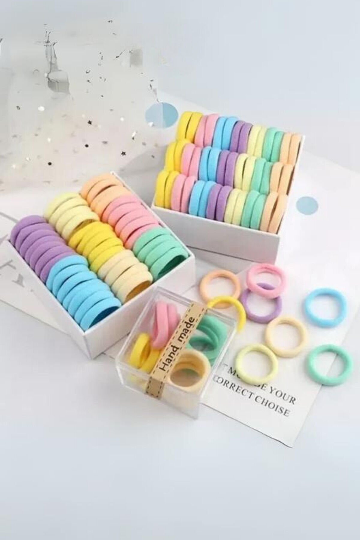 Kadın Lastik Toka Pastel Renkler 50 Li