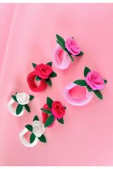 Çocuk/genç Güllü Lastik Toka 6'lı Okul Tokası