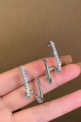 Kadın Trent Gümüş Zirkon Taşlı Küpe