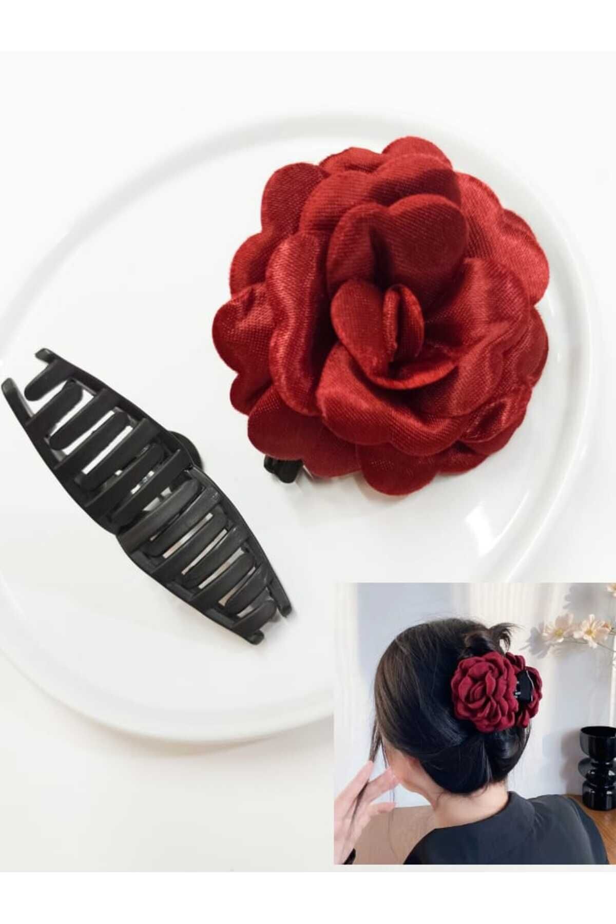 Bordo Gül Mandal Toka Çift Taraflı