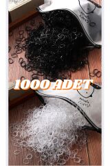 Saç örgü lastiği 1000 Adet Siyah & Şeffaf Karma