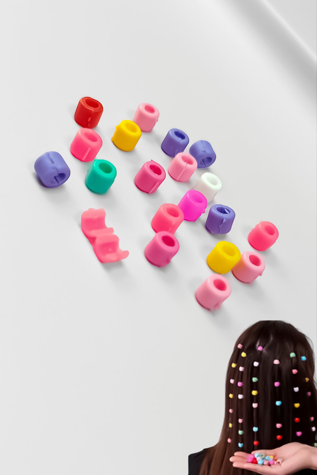 Kadın 18 Adet Renkli Boncuk Saç Süsü