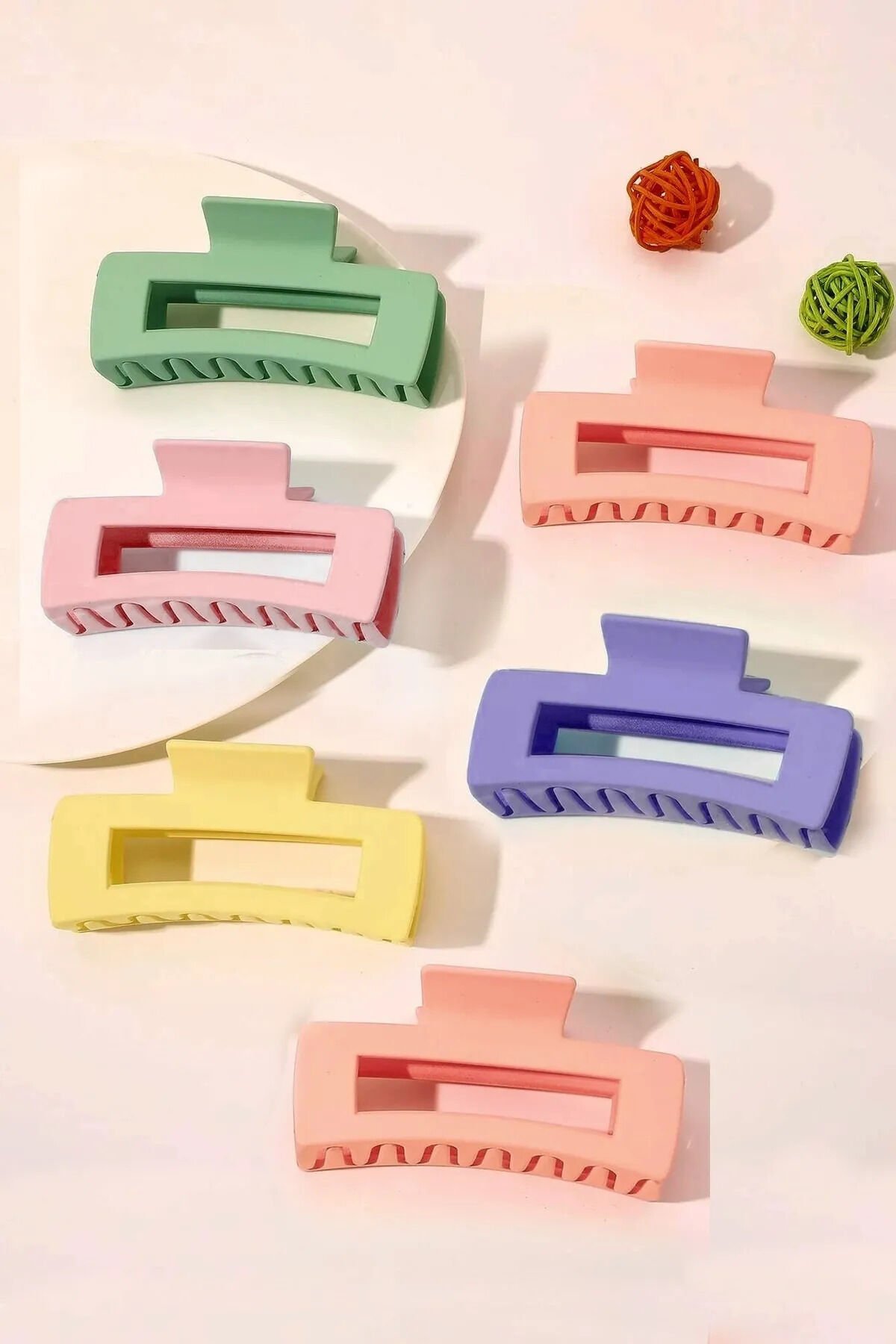 Kadın 6 Adet Xl Mandal Toka Seti Kare Pastel Tonlar