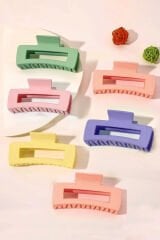 Kadın 6 Adet Xl Mandal Toka Seti Kare Pastel Tonlar